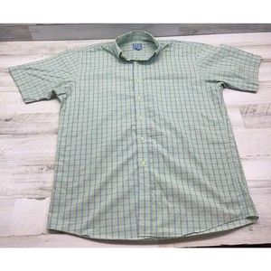 Jos A Bank Stays Cool Mens Button Short Sleeve Shirt Medium Plaid Blue Green